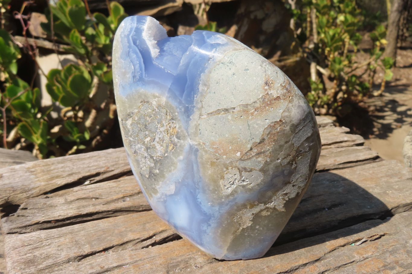 Polished Blue Lace Agate Standing Free Form x 1 From Nsanje, Malawi - Toprock Gemstones and Minerals 