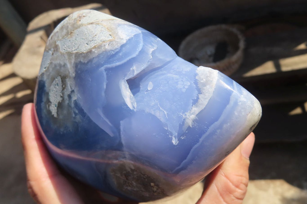 Polished Blue Lace Agate Standing Free Form x 1 From Nsanje, Malawi - Toprock Gemstones and Minerals 
