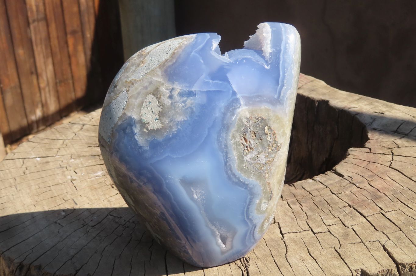 Polished Blue Lace Agate Standing Free Form x 1 From Nsanje, Malawi - Toprock Gemstones and Minerals 