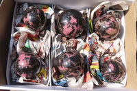 Polished Rhodonite Spheres  x 6 From Ambindavato, Madagascar - Toprock Gemstones and Minerals 