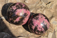 Polished Rhodonite Spheres  x 6 From Ambindavato, Madagascar - Toprock Gemstones and Minerals 