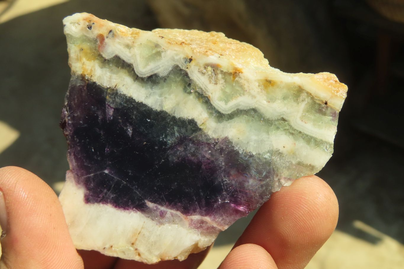 Polished One Side Polished Watermelon Fluorite Pieces  x 12 From Uis, Namibia - Toprock Gemstones and Minerals 