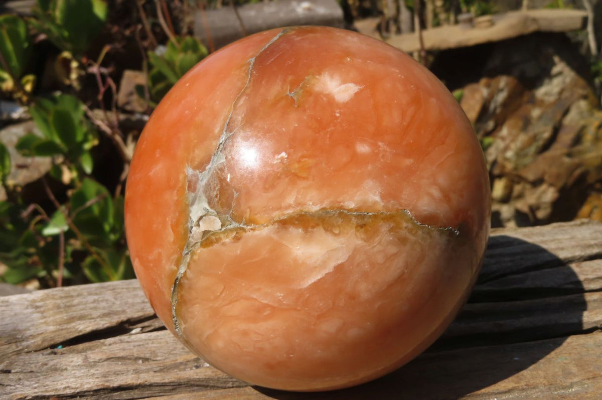 Polished Extra Large Orange Twist Calcite Sphere  x 1 From Maevantanana, Madagascar - Toprock Gemstones and Minerals 