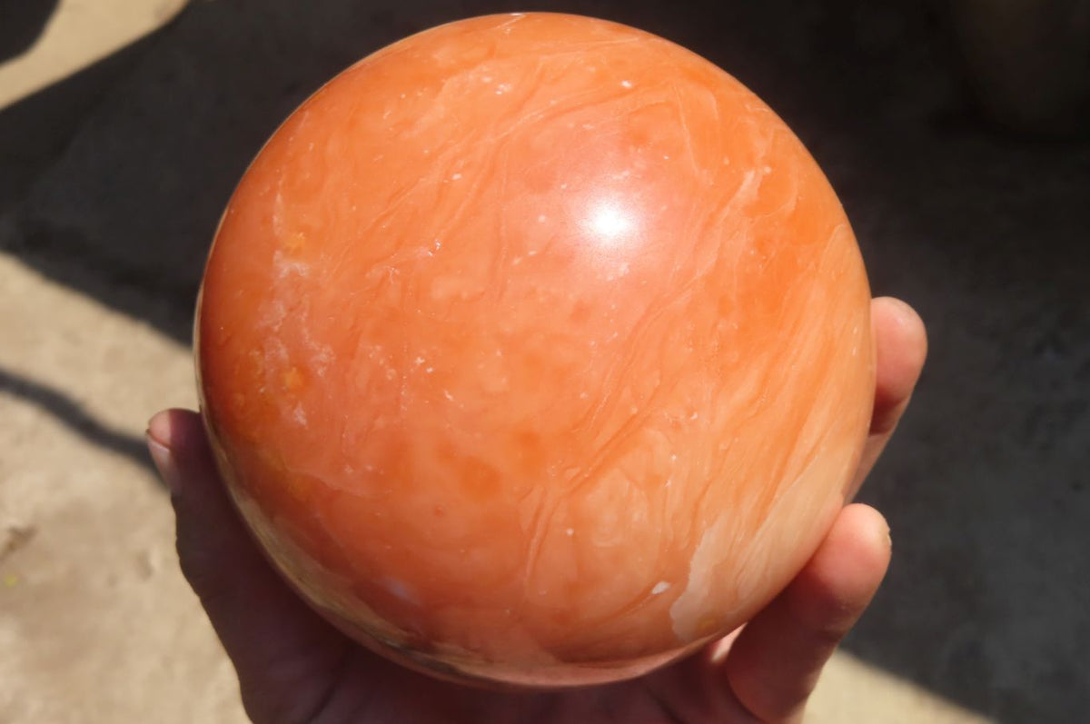 Polished Extra Large Orange Twist Calcite Sphere  x 1 From Maevantanana, Madagascar - Toprock Gemstones and Minerals 