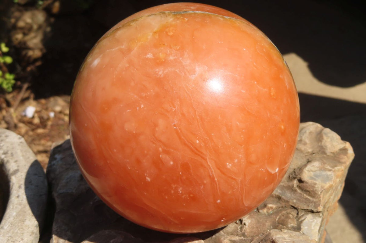 Polished Extra Large Orange Twist Calcite Sphere  x 1 From Maevantanana, Madagascar - Toprock Gemstones and Minerals 
