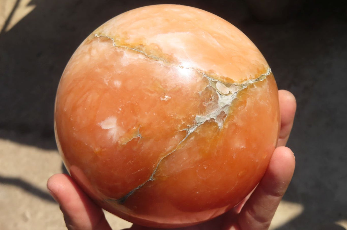 Polished Extra Large Orange Twist Calcite Sphere  x 1 From Maevantanana, Madagascar - Toprock Gemstones and Minerals 