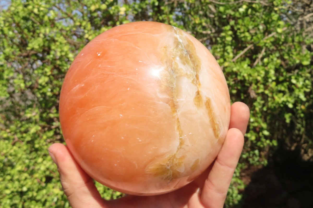 Polished Extra Large Orange Twist Calcite Sphere  x 1 From Maevantanana, Madagascar - Toprock Gemstones and Minerals 