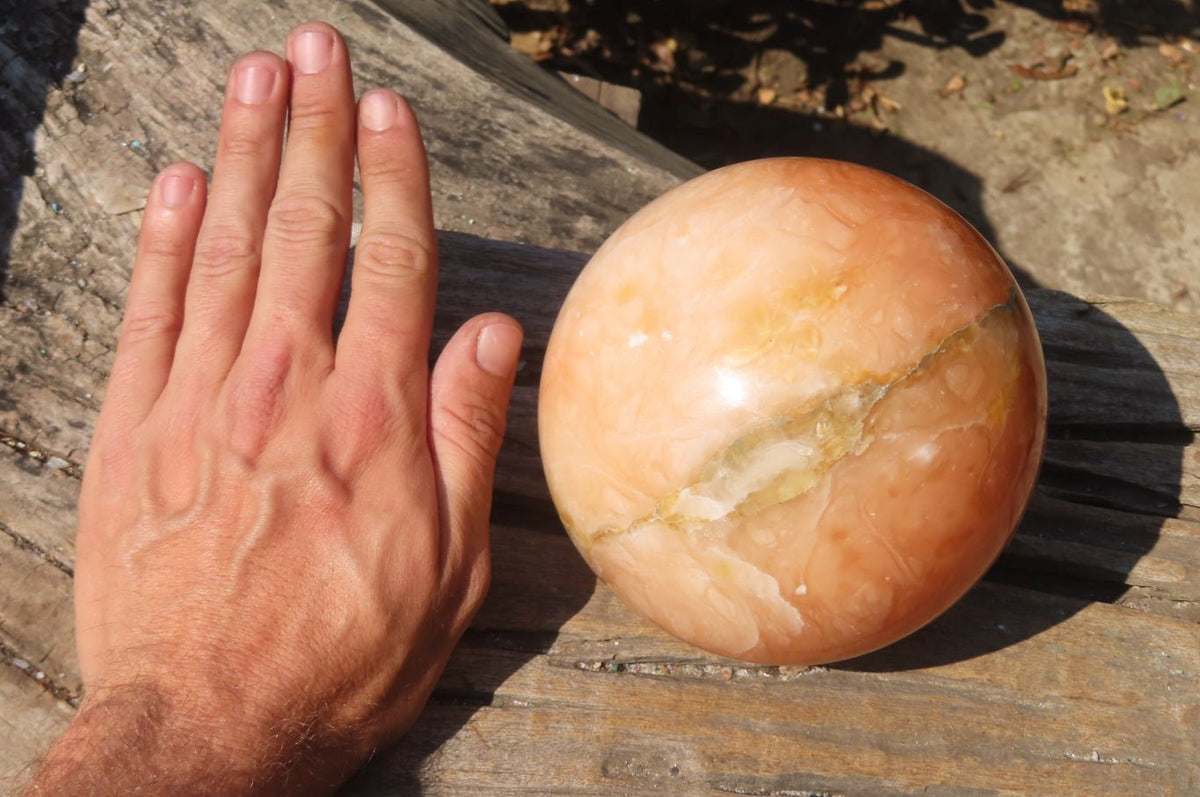 Polished Extra Large Orange Twist Calcite Sphere  x 1 From Maevantanana, Madagascar - Toprock Gemstones and Minerals 