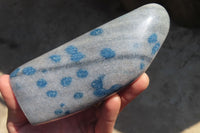 Polished Blue Spotted Spinel Quartz Standing Free Forms x 2 From Madagascar - Toprock Gemstones and Minerals 