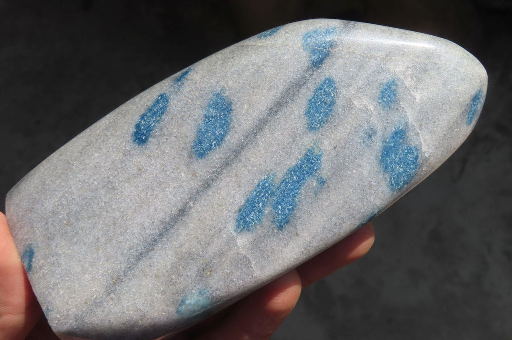 Polished Blue Spotted Spinel Quartz Standing Free Forms x 2 From Madagascar - Toprock Gemstones and Minerals 