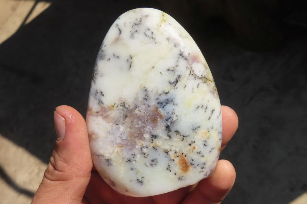 Polished White Dendritic Agate Standing Free Forms  x 4 From Madagascar - Toprock Gemstones and Minerals 