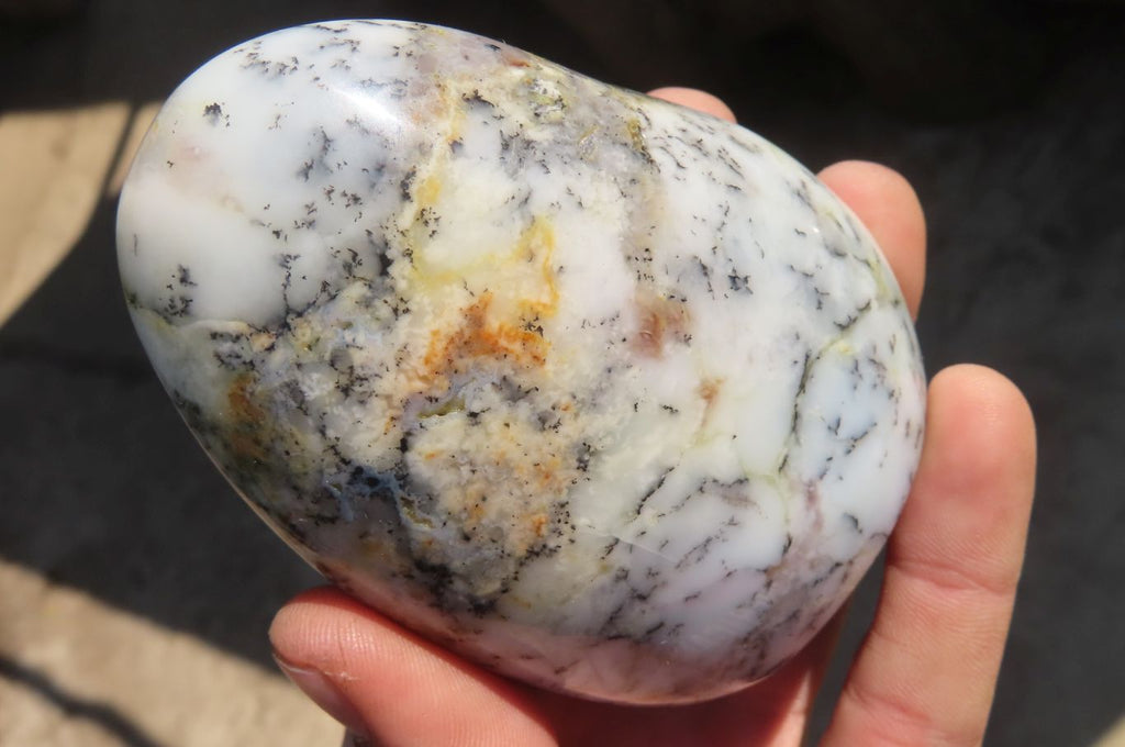 Polished White Dendritic Agate Standing Free Forms  x 4 From Madagascar - Toprock Gemstones and Minerals 