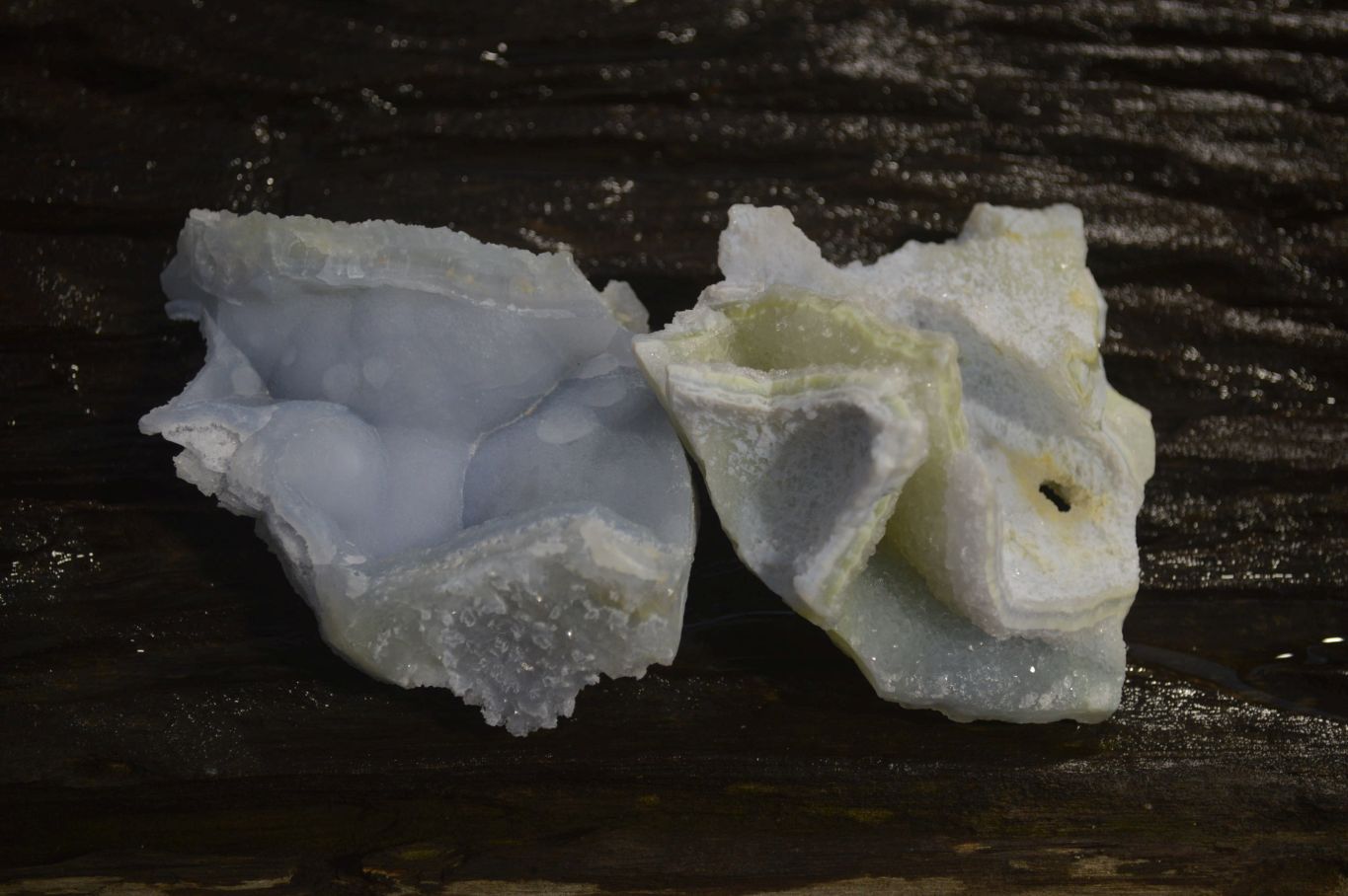 Natural Etched Blue Chalcedony Specimens  x 12 From Nsanje, Malawi - Toprock Gemstones and Minerals 