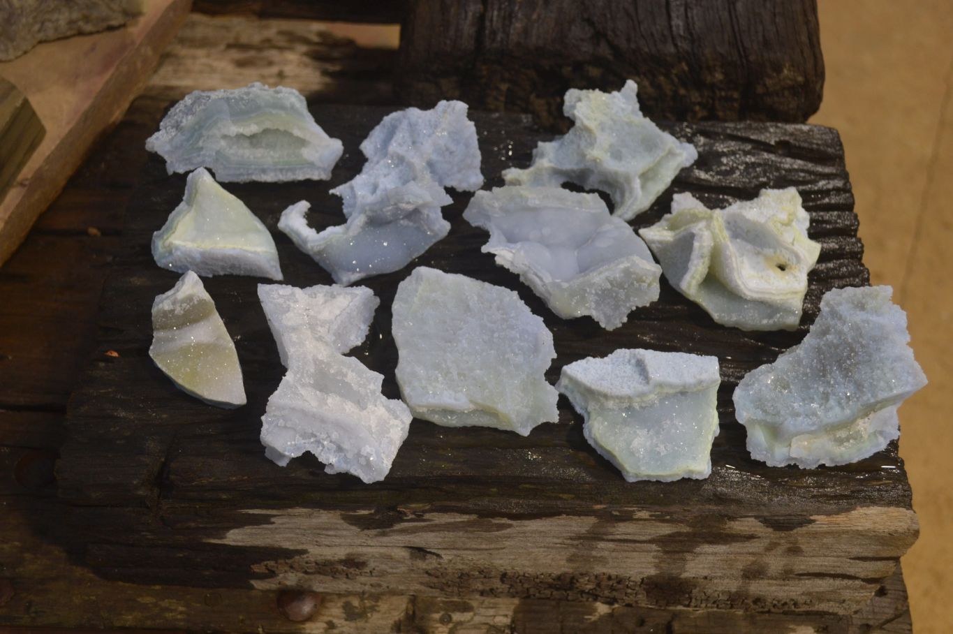 Natural Etched Blue Chalcedony Specimens  x 12 From Nsanje, Malawi - Toprock Gemstones and Minerals 