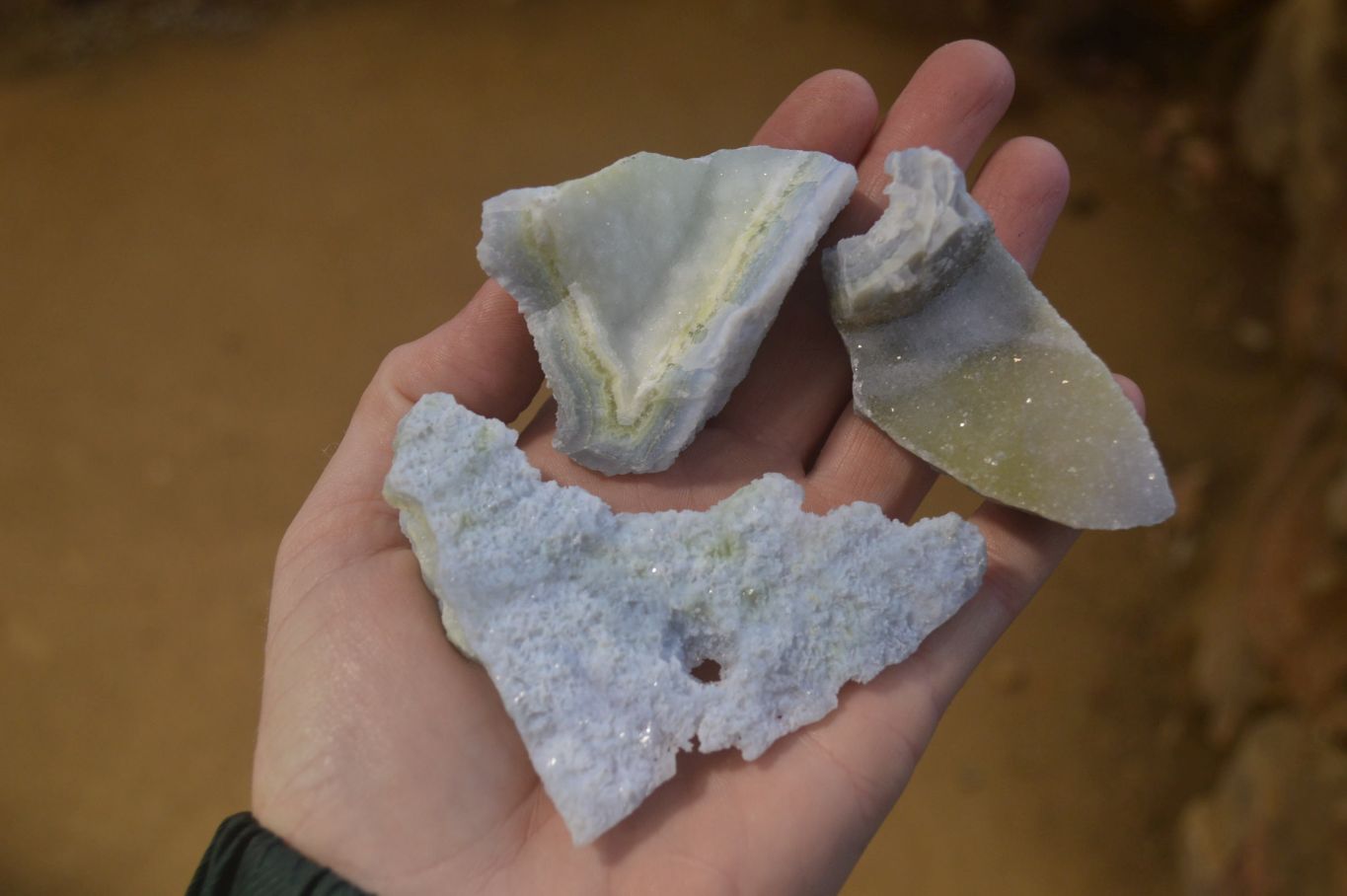 Natural Etched Blue Chalcedony Specimens  x 12 From Nsanje, Malawi - Toprock Gemstones and Minerals 