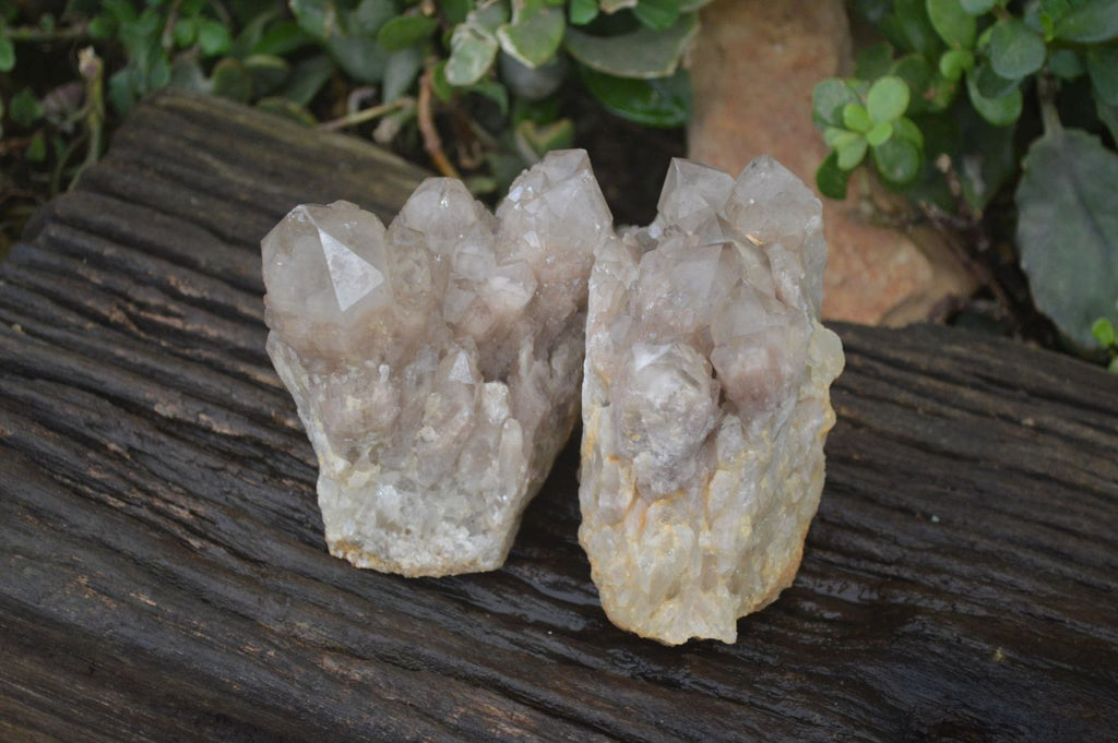 Natural Cascading Smokey Quartz Clusters x 2 From Luena, Congo - Toprock Gemstones and Minerals 