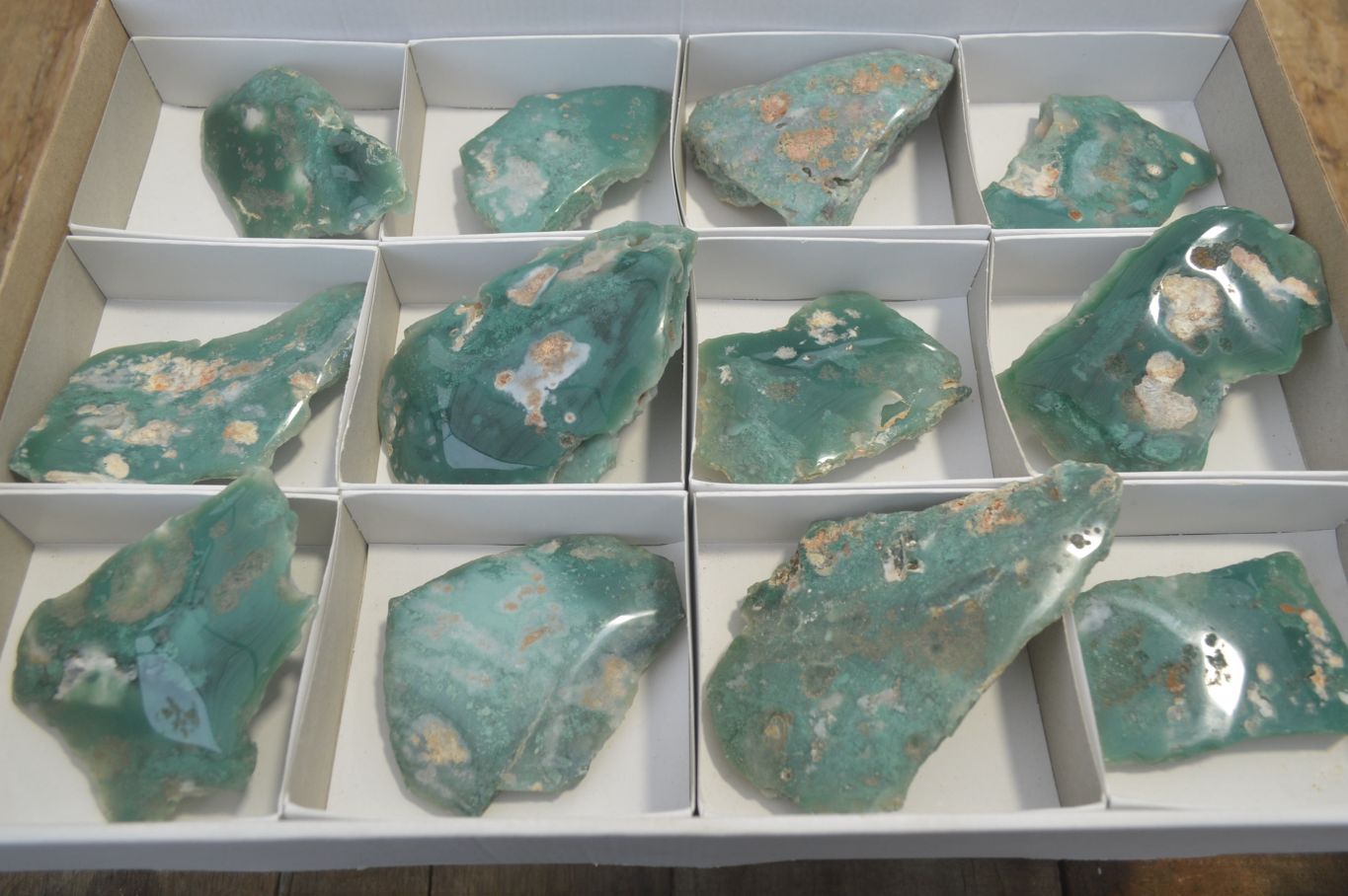 Polished On One Side Emerald Mtorolite Plates x 12 From Mutorashanga, Zimbabwe - Toprock Gemstones and Minerals 