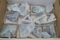 Natural Etched Blue Chalcedony Specimens  x 12 From Malawi - Toprock Gemstones and Minerals 