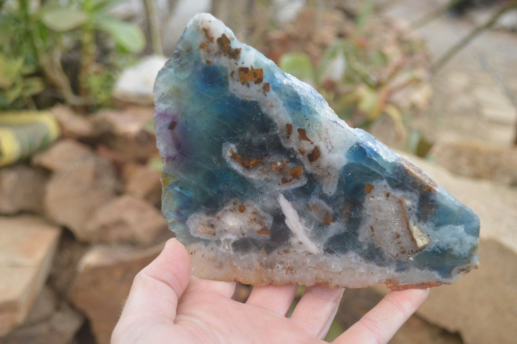 Polished One Side Polished Watermelon Fluorite Pieces  x 2 From Namibia - Toprock Gemstones and Minerals 