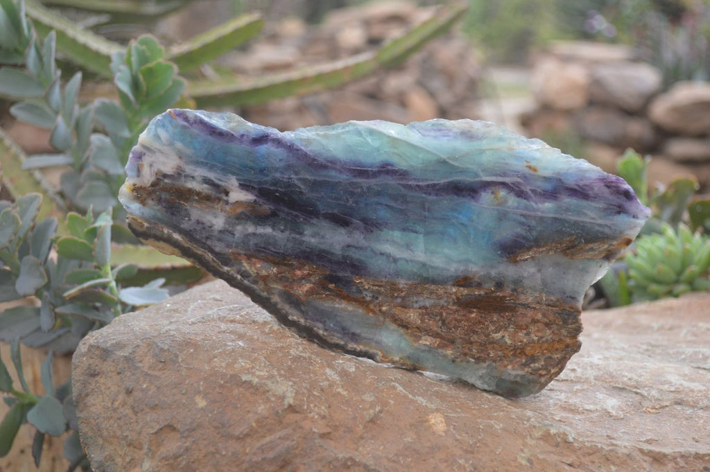 Polished One Side Polished Watermelon Fluorite Pieces  x 2 From Namibia - Toprock Gemstones and Minerals 