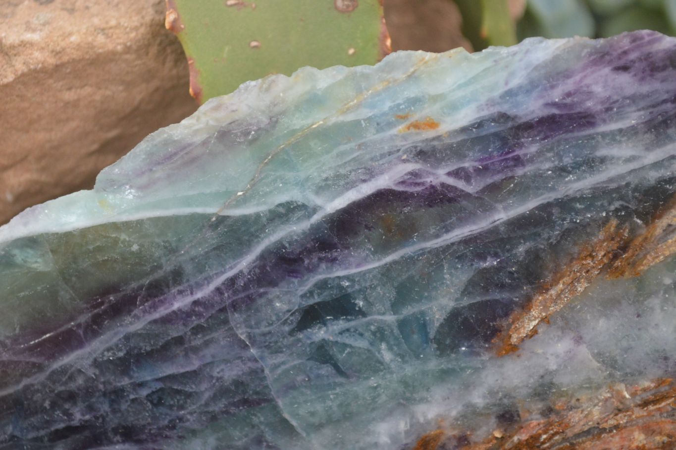 Polished One Side Polished Watermelon Fluorite Pieces  x 2 From Namibia - Toprock Gemstones and Minerals 