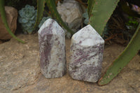 Polished Rubellite Pink Tourmaline Matrix Points x 2 From Karibib, Namibia - Toprock Gemstones and Minerals 