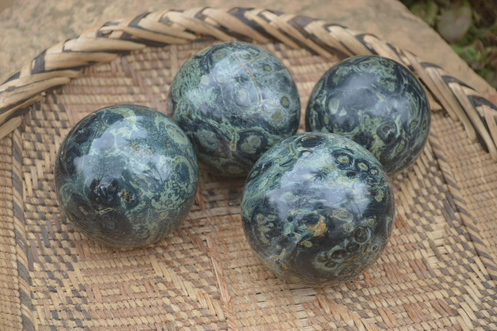 Polished Stromatolite Spheres  x 4 From Katsepy, Madagascar - Toprock Gemstones and Minerals 
