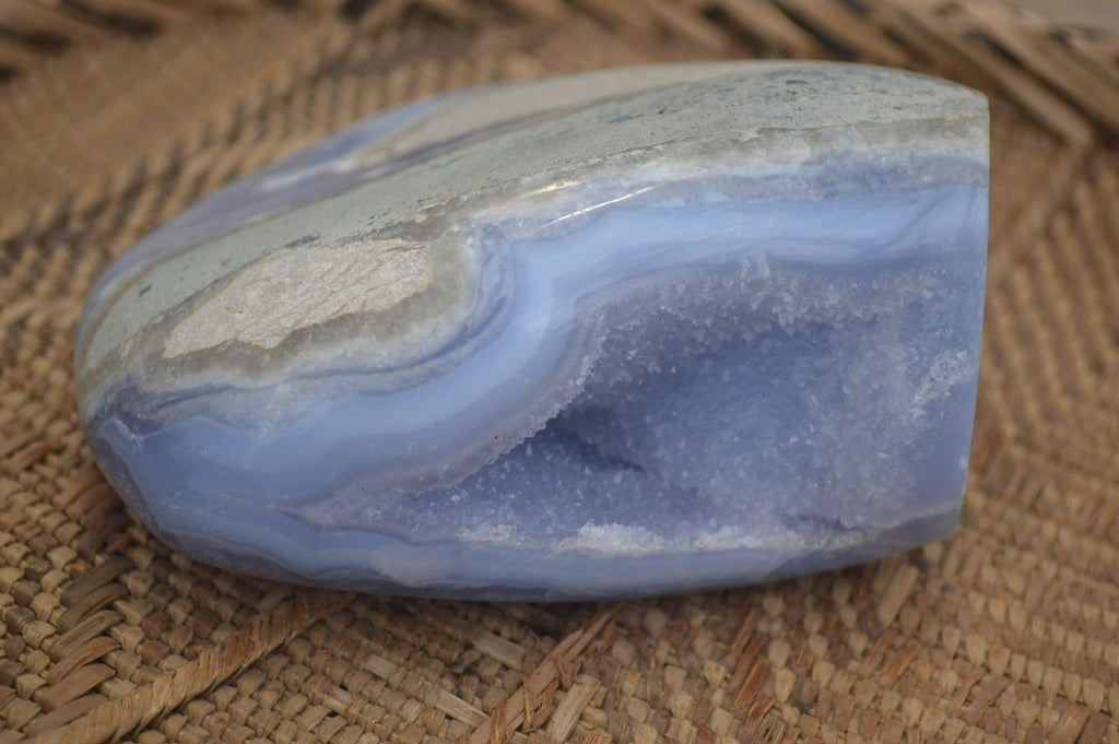 Polished Extra Large Blue Lace Agate Standing Free Form  x 1 From Malawi - Toprock Gemstones and Minerals 