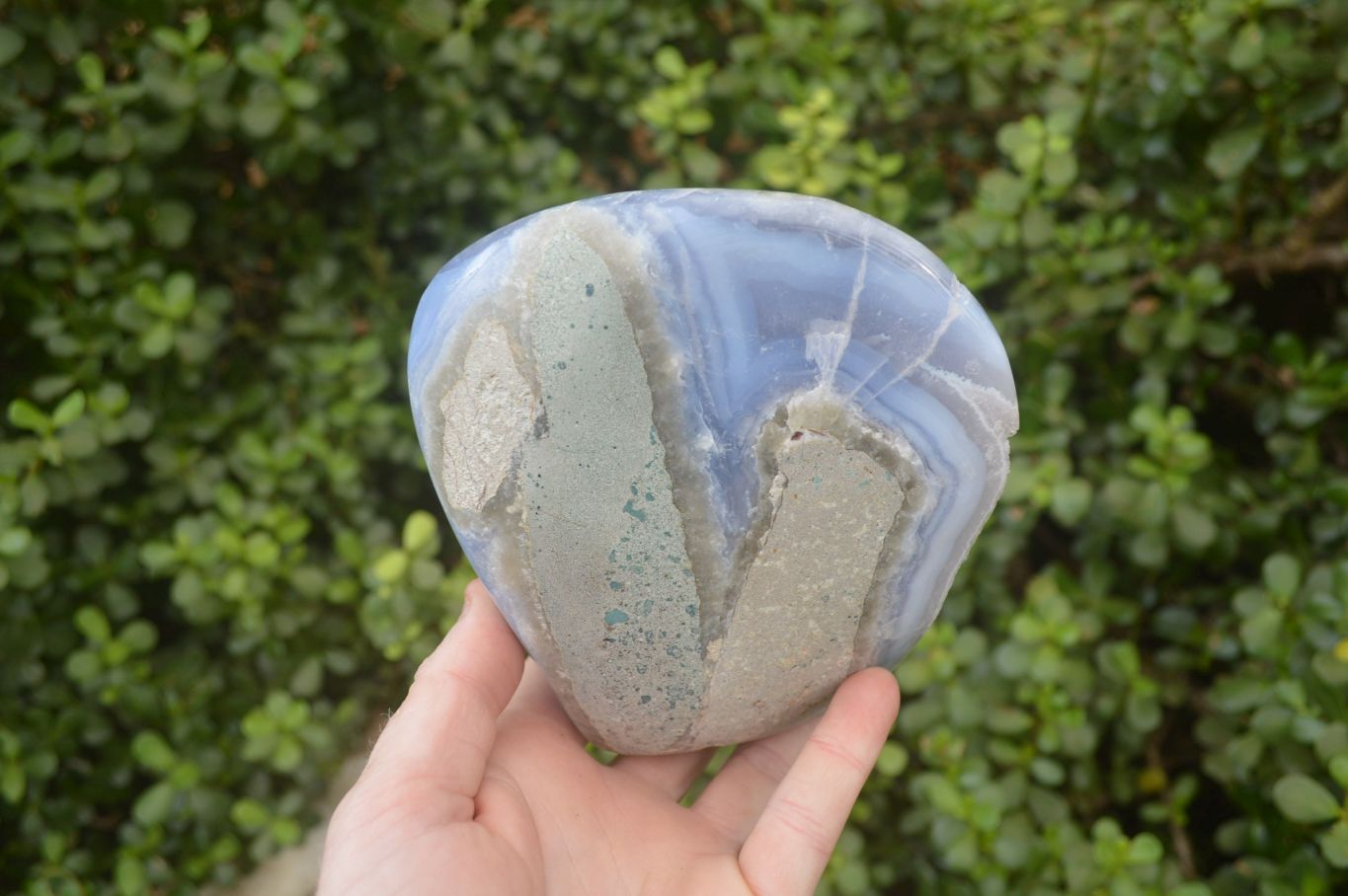 Polished Extra Large Blue Lace Agate Standing Free Form  x 1 From Malawi - Toprock Gemstones and Minerals 