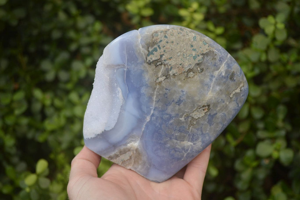 Polished Extra Large Blue Lace Agate Standing Free Form  x 1 From Malawi - Toprock Gemstones and Minerals 