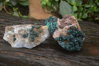 Natural Rare Ball Malachite On Drusy Quartz Dolomite Specimens x 2 From Kambove, Congo - Toprock Gemstones and Minerals 