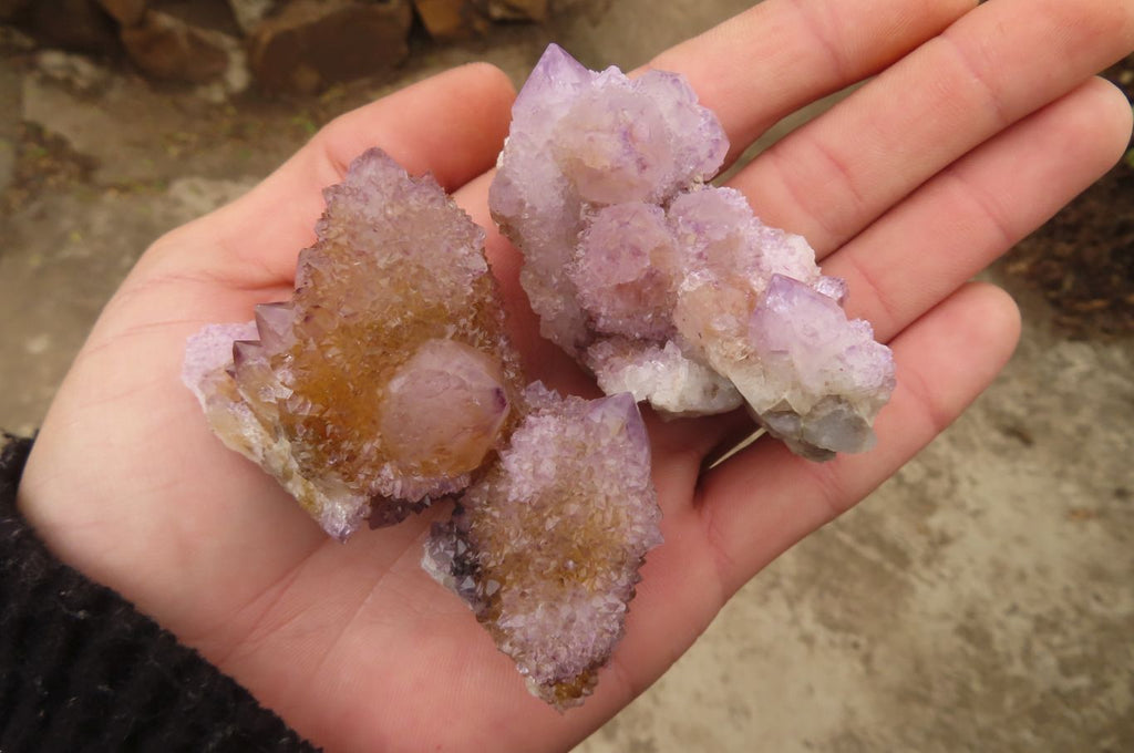 Natural Spirit Ametrine Quartz Clusters x 12 From Boekenhouthoek, South Africa - Toprock Gemstones and Minerals 