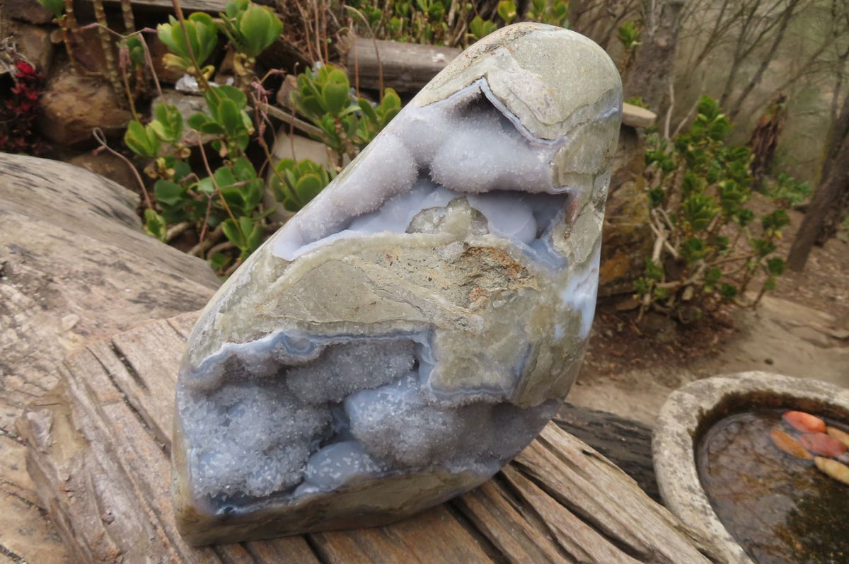 Polished Large Blue Lace Agate Standing Free Form  x 1 From Nsanje, Malawi - Toprock Gemstones and Minerals 