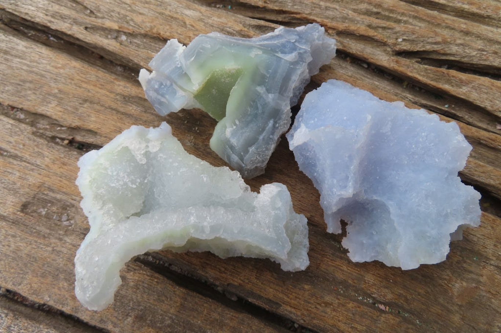 Natural Etched Blue Chalcedony Specimens  x 12 From Malawi - Toprock Gemstones and Minerals 