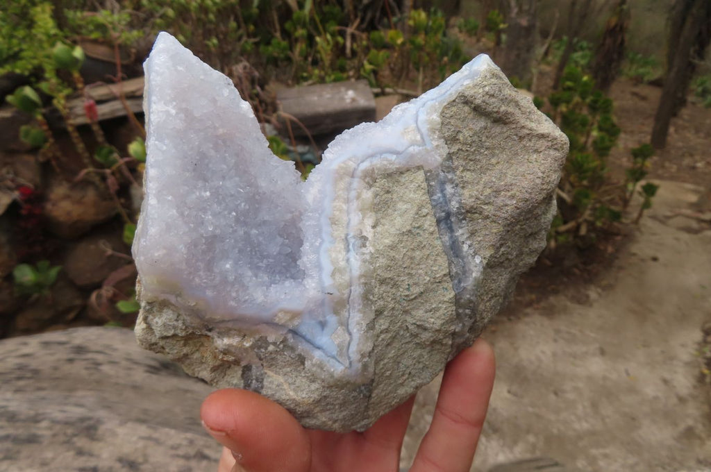 Natural Blue Lace Agate Geode Specimens  x 4 From Malawi - Toprock Gemstones and Minerals 