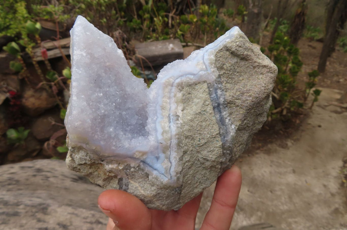 Natural Blue Lace Agate Geode Specimens  x 4 From Malawi - Toprock Gemstones and Minerals 
