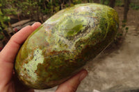 Polished Green Opal Standing Free Forms  x 2 From Madagascar - Toprock Gemstones and Minerals 