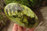 Polished Green Opal Standing Free Forms  x 2 From Madagascar - Toprock Gemstones and Minerals 