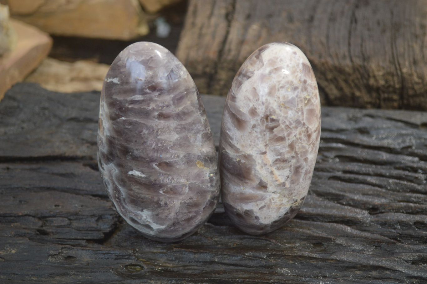 Polished Smokey Dream Amethyst Standing Free Forms x 2 From Madagascar - Toprock Gemstones and Minerals 