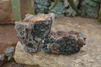 Natural Rare Ball Malachite On Drusy Quartz Dolomite Specimens x 2 From Congo - Toprock Gemstones and Minerals 
