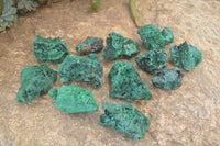 Natural Chatoyant Silky Malachite Specimens  x 12 From Congo - Toprock Gemstones and Minerals 