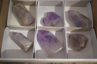 Polished Window Amethyst Crystals x 6 From Madagascar - Toprock Gemstones and Minerals 