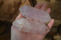 Polished Double Terminated Rose Quartz Points  x 6 From Madagascar - Toprock Gemstones and Minerals 