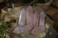 Polished Double Terminated Rose Quartz Points  x 6 From Madagascar - Toprock Gemstones and Minerals 