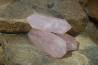 Polished Double Terminated Rose Quartz Points  x 6 From Madagascar - Toprock Gemstones and Minerals 