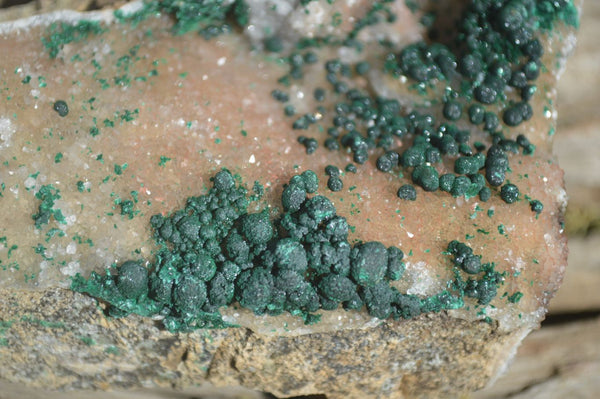 Natural Rare Ball Malachite On Drusy Quartz Dolomite Specimens x 2 From Congo - Toprock Gemstones and Minerals 