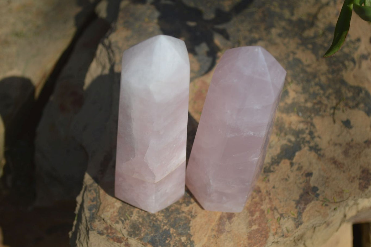 Polished Pink Rose Quartz Points x 4 From Madagascar - Toprock Gemstones and Minerals 