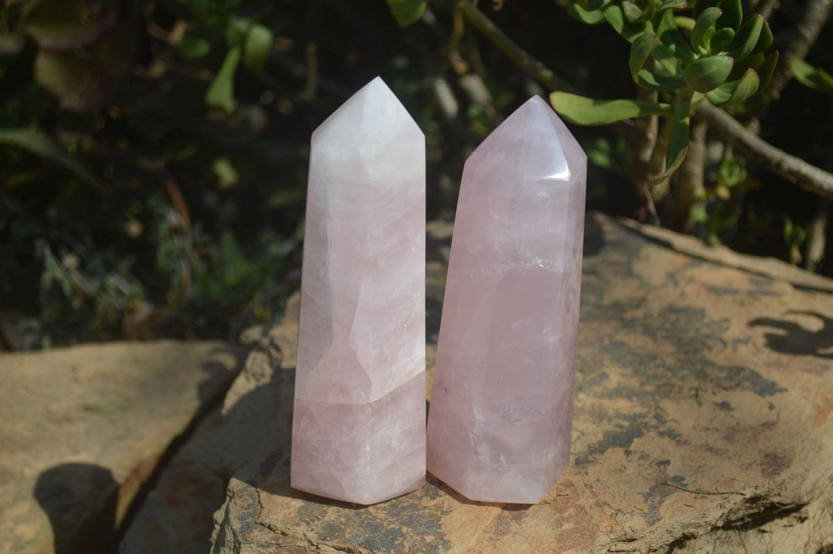 Polished Pink Rose Quartz Points x 4 From Madagascar - Toprock Gemstones and Minerals 