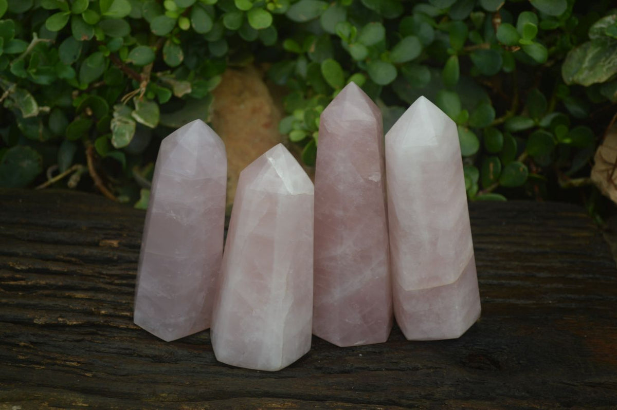 Polished Pink Rose Quartz Points x 4 From Madagascar - Toprock Gemstones and Minerals 