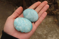 Polished Blue Amazonite Galets  x 12 From Madagascar - Toprock Gemstones and Minerals 